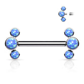 Pair of 14G Implant Grade Titanium Threaded Opal Nipple Barbells. Nipple Piercing. Nipple Jewelry. Nipple Barbells